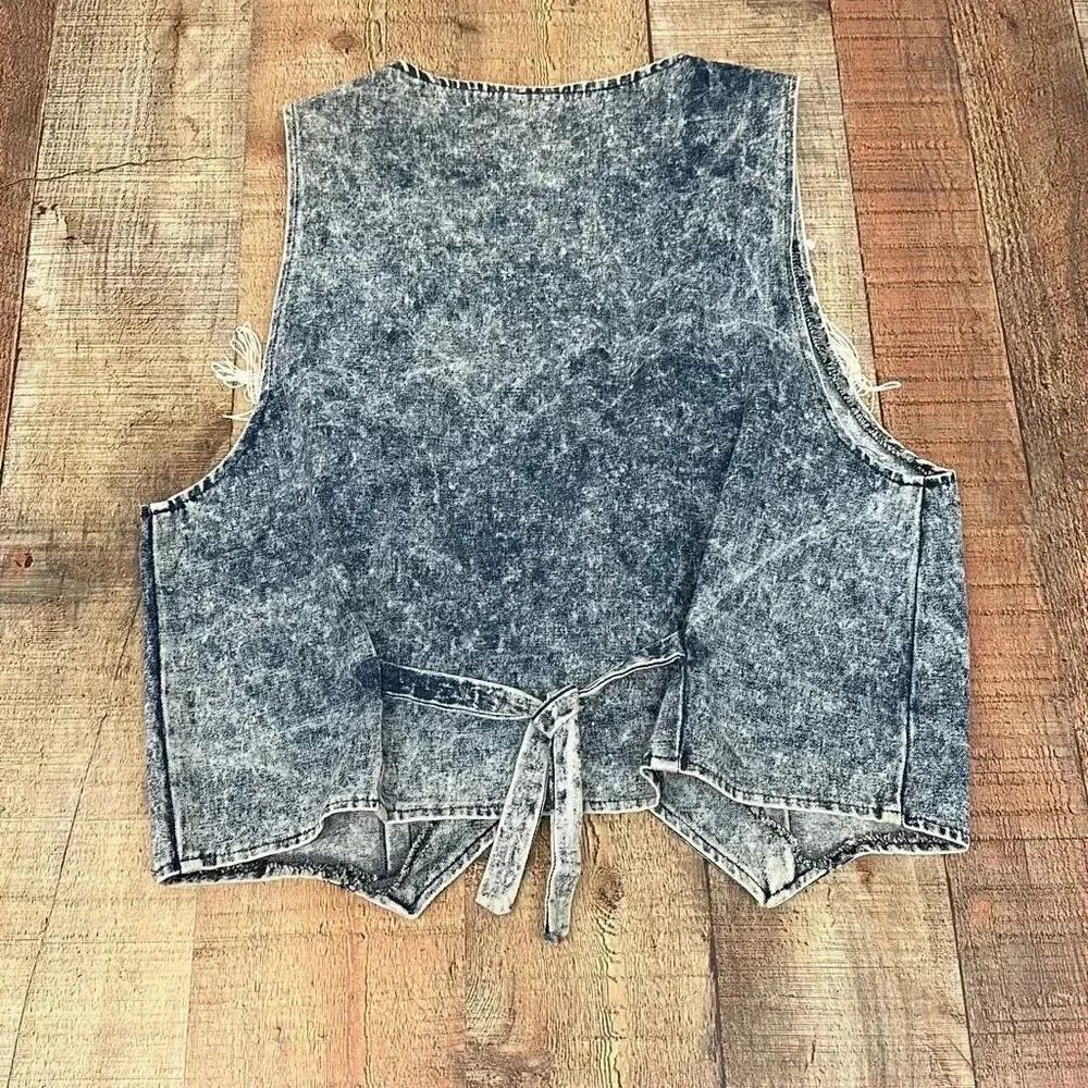Vintage California LA Chic Stone Washed Fringe Vest - Picture 6 of 9